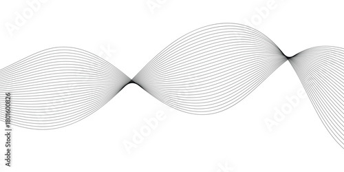 Abstract wavy black thin background. thin wavy background. Modern isolated curved smooth background.  Stripes curved blended background. EPS 10. 