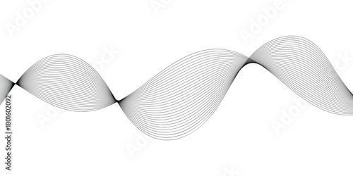 Abstract wavy black thin background. Modern isolated curved smooth background. Stripes curved blended background. EPS 10. 