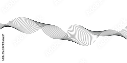 Abstract wavy black thin background. Modern isolated curved smooth background. Stripes curved blended background. EPS 10. 