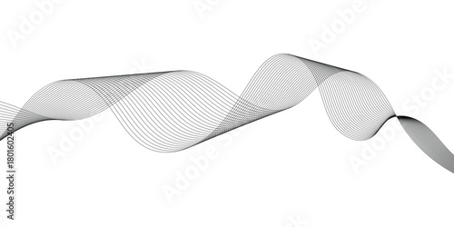 Abstract wavy black thin background. Modern isolated curved smooth background. Stripes curved blended background. EPS 10. 