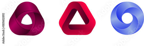 Abstract geometric shapes with intertwined loops and smooth curves in purple and blue tones vector illustration