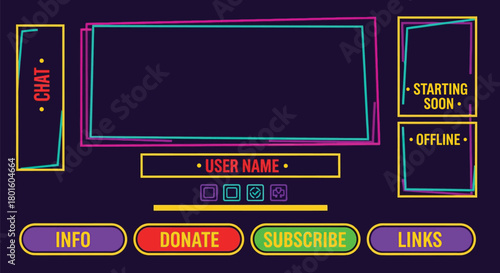 Animated stream overlay template for twitch and youtube gaming editable vector