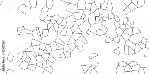 Sparse Geometric Polygonal Pattern on White Background, Outlined Irregular Shapes for Design and Illustration, Minimalist Abstract Texture