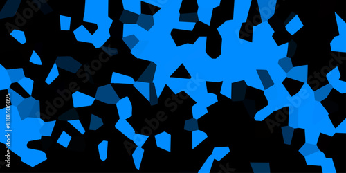 Vibrant Blue Geometric Abstract Shapes on Black Background Dynamic Digital Art Mosaic pattern