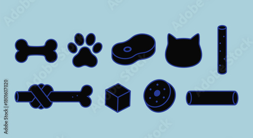Pet supplies icons vector graphic design for pet shop or online store editable vector