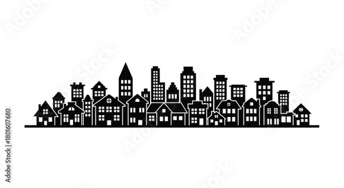 Striking cityscape skyline with modern buildings and houses design