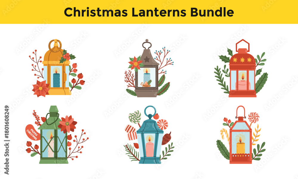 Fototapeta premium Christmas Decorative Lanterns Set
