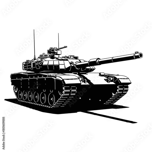 Military Tank Silhouette Vector Illustration – Armored Combat Vehicle Icon