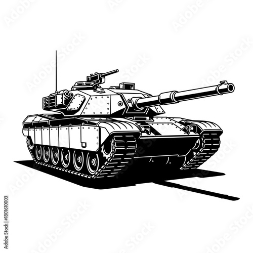 Military Tank Silhouette Vector Illustration – Armored Combat Vehicle Icon