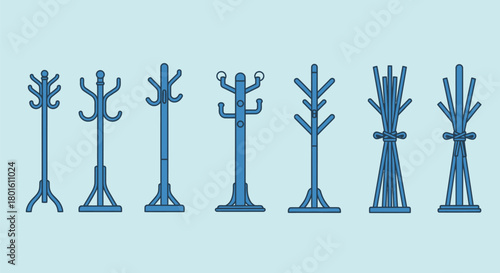 Illustrated coat rack designs for home decor and organization editable vector