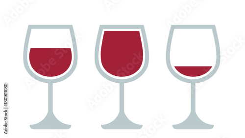 Wine Glasses with Red Wine Illustration Isolated on White Background