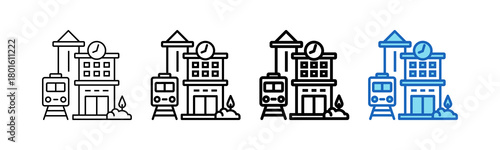 Train Station Outline Style icon