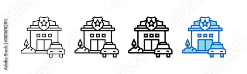 Police Station Outline Style icon