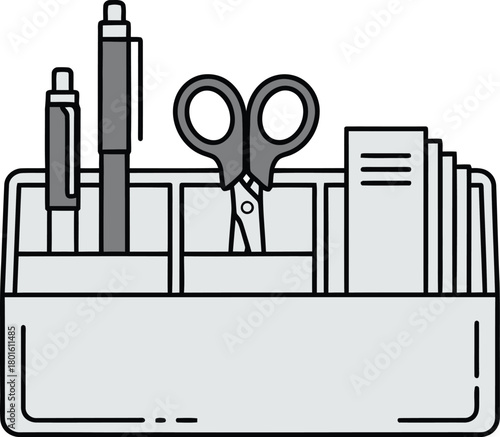 Work from home desk setup organizer icon for neat productive workspace Vector illustration