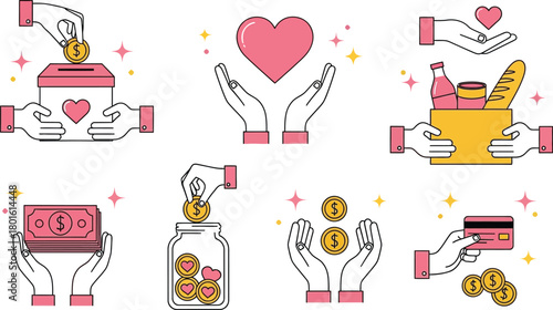 Donate charity fundraising support vector illustration design editable vector