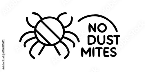 No dust mites icon with spider illustration and text design  