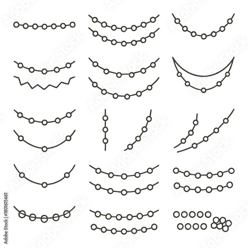 Assorted jewelry chain patterns on brown background