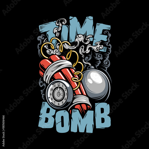 Cartoon illustration of a time bomb with dynamite and a clock.