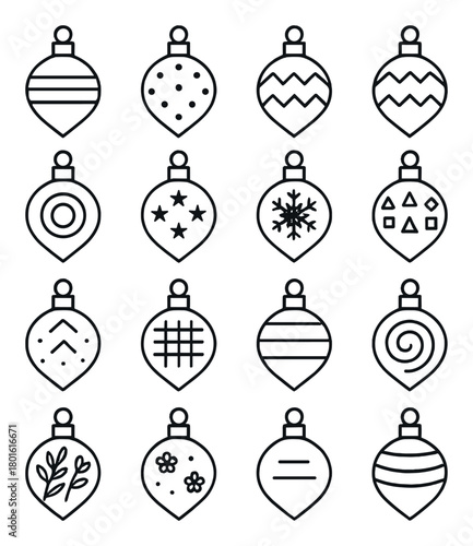 Festive ornament pattern with diverse designs on gray background