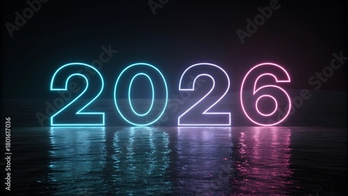 Neon 2026 with Futuristic Pink and Blue Glow