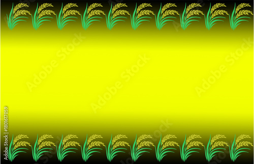 Glowing rice stalks border a radiant yellow gradient, creating a warm agricultural frame symbolizing abundance, tradition, and rural elegance.