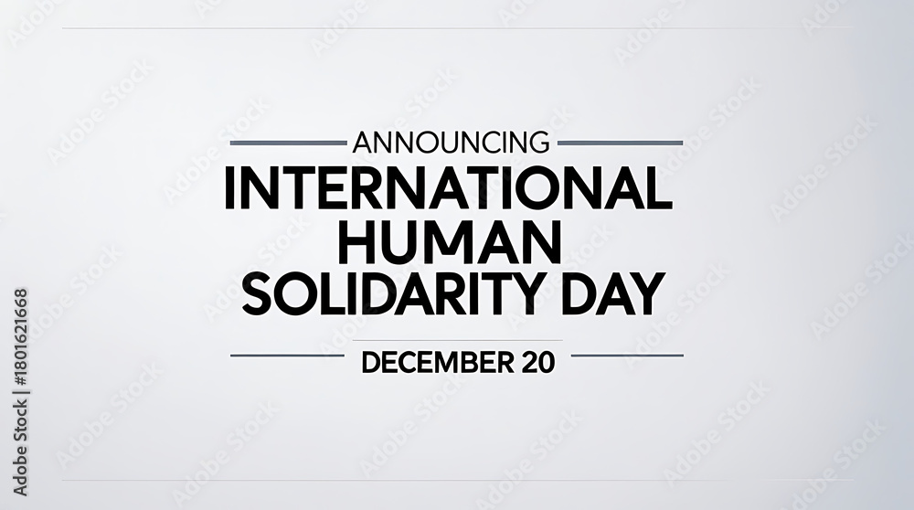 Fototapeta premium Announcing International Human Solidarity Day on December 20th, graphic, 32K Resolution