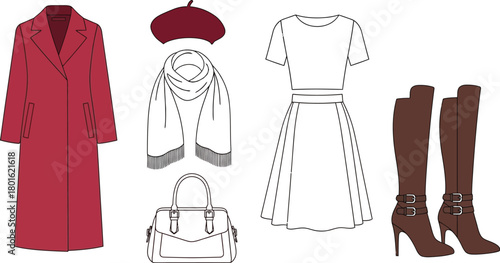 Shop women's fashion outfit ideas stylish clothing and accessories editable vector