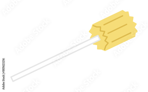 口腔ケア用スポンジブラシのかわいい介護用品イラスト Oral Care Swab Sponge Brush Vector Illustration