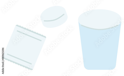 入れ歯洗浄剤のシンプルなイラスト Denture Cleaner Tablet Icon