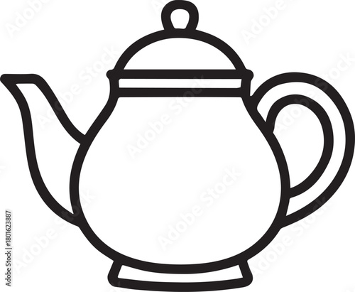 A minimalist line art illustration of an elegant teapot, evoking the warmth and tradition of tea time. The refined design showcases the teapot's classic silhouette.