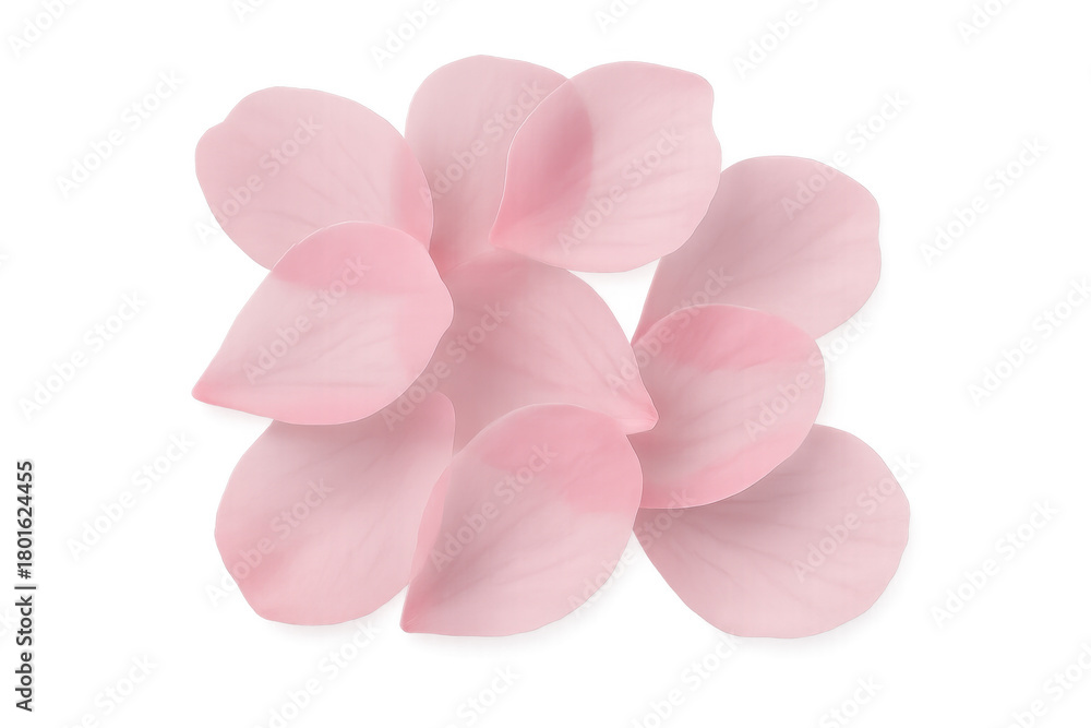 Fototapeta premium Pink flower petals falling and scattering, creating a soft romantic floral background on transparent