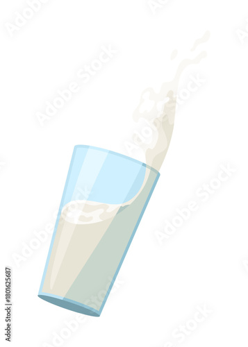 A refreshing glass of milk is currently being poured into a glass