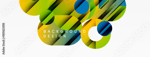 Abstract colorful shapes overlap. Dynamic composition with gradients, creating modern visual effect. Bright hues dominate design.