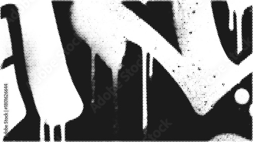 Dripping graffiti spray halftone pattern with rough brush texture and grainy background. Grunge punk art for street poster, banner, or abstract modern print.