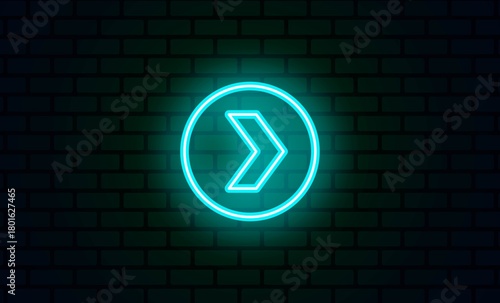 Neon arrow icon on black background. Bright isolated glowing neon arrow pointing arrow sign on black background. neon colorful arrow set.