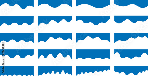 Set of blue wave shapes and dividers for web design, backgrounds, and creative projects. Perfect for banners, headers, and water-themed compositions. Wave shape design. Blue wave divider.