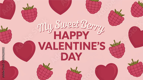 Happy valentines day greeting with berries and hearts