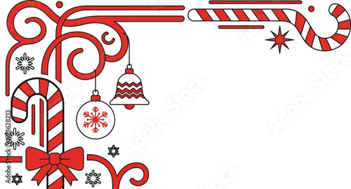 Christmas holiday decoration with candy canes and ornaments vector editable vector