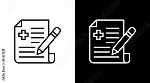 Medical Prescription  White Icon Set Design