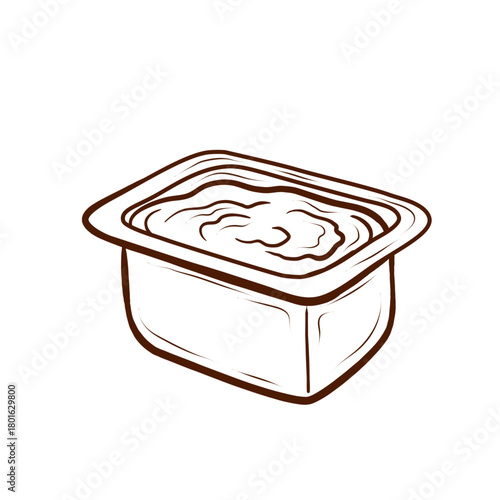 A sauce container, designed in outline style. This simple, linear vector illustration is uncolored and isolated on a white background. Suitable for menus, packaging, fast food, culinary blogs