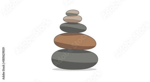 Stack of stones in balance, zen concept, vector illustration.