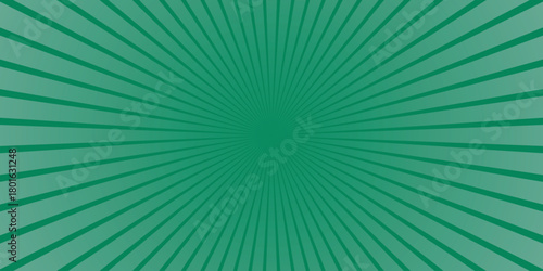 Green radial burst background with gradient effect and thin lines emanating from center for graphic design and abstract concepts