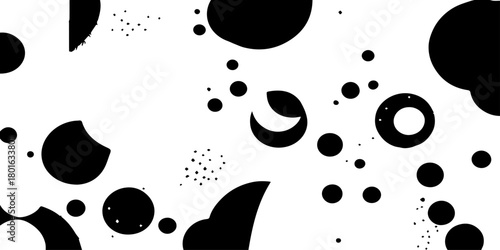 Abstract black and white background with water drops, a liquid texture, and splash pattern illustration