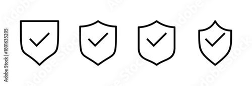 Shield check mark icon vector illustration. Protection approve sign. Insurance icon