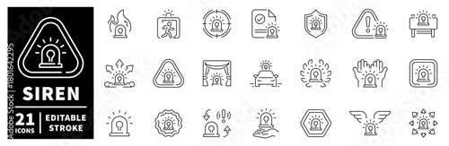 Emergency alert icons set. editable line icons, linear, warning, safety signs