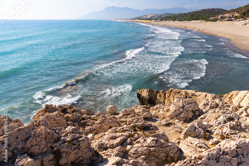 Fototapeta Naklejka Na Ścianę i Meble -  Patara beach coastal landscape showcasing turquoise waters and beach