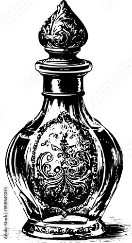 Elegant perfume bottle with decorated lid