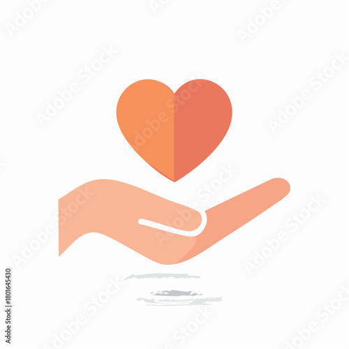 Open hand holding a heart symbol representing care kindness and support concept