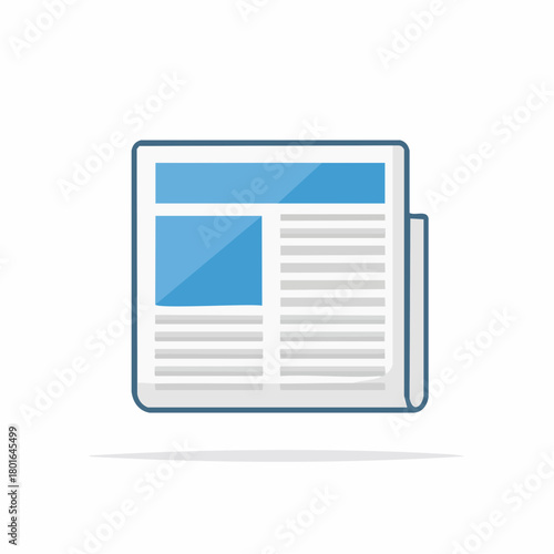 Open Newspaper With Blue Section For Headline and Article