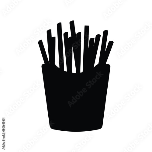 French fries in a cup simple silhouette graphic icon
